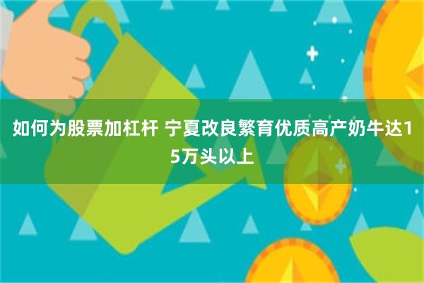 如何为股票加杠杆 宁夏改良繁育优质高产奶牛达15万头以上