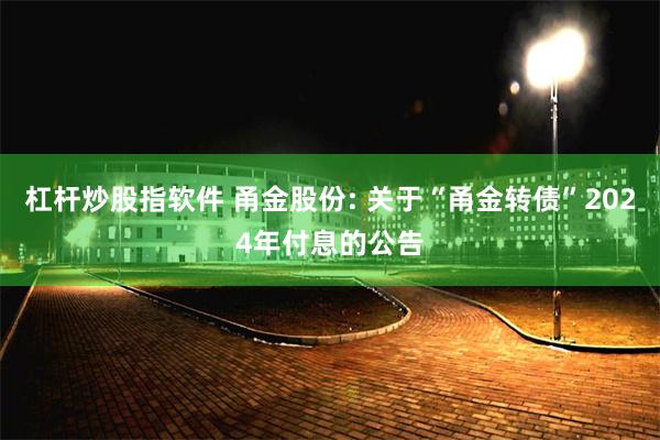 杠杆炒股指软件 甬金股份: 关于“甬金转债”2024年付息的公告